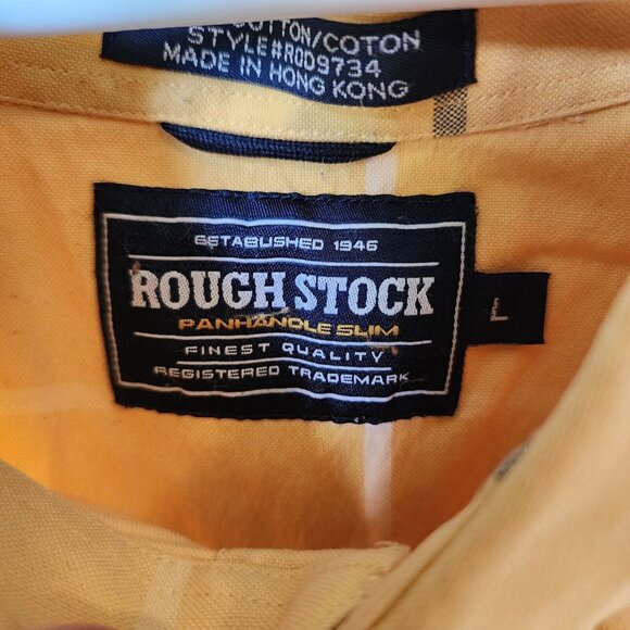 VTG Panhandle Slim Rough Stock Yellow Plaid Long Sleeve Button Down Shirt Size L - Picture 3 of 14